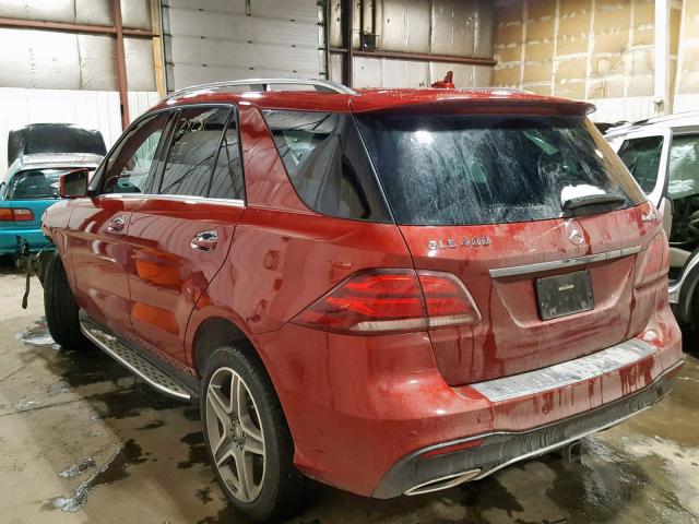 4JGDA5GB4GA695263 - 2016 MERCEDES-BENZ GLE 400 4M RED photo 3