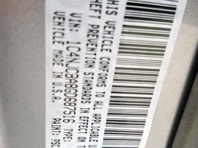 1C4NJCBA8GD687516 - 2016 JEEP COMPASS SP ვერცხლისფერი ფოტო 10