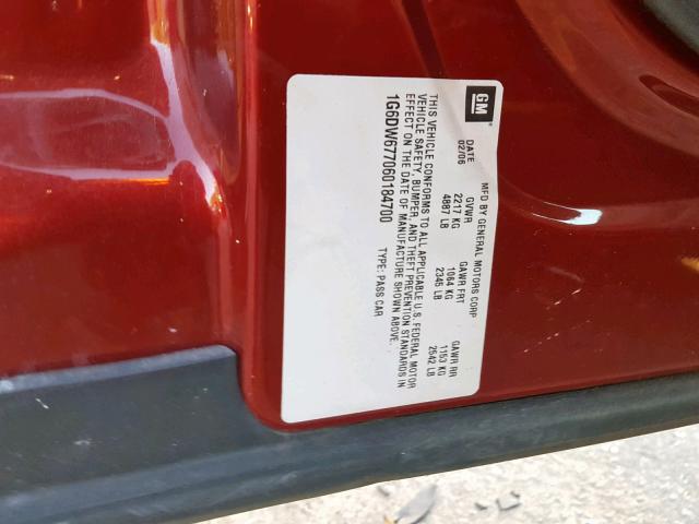 1G6DW677060184700 - 2006 CADILLAC STS RED photo 10