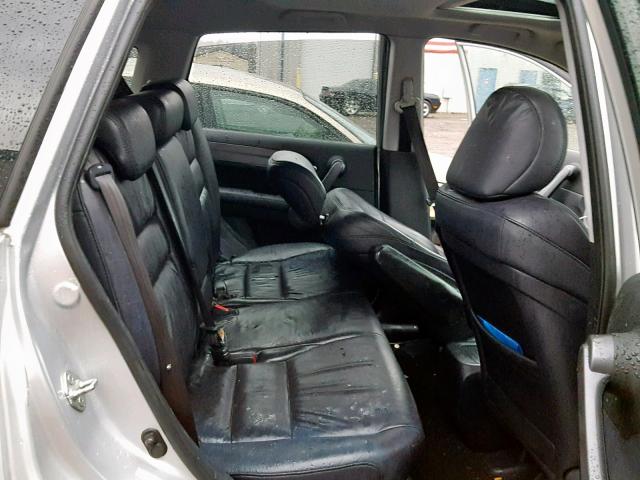 5J6RE38719L001255 - 2009 HONDA CR-V EXL SILVER photo 6