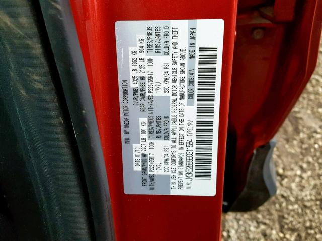 JM3KE2BE9E0311584 - 2014 MAZDA CX-5 SPORT RED photo 10