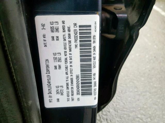 2B3HD46RX2H242881 - 2002 DODGE INTREPID S 蓝色 照片 10