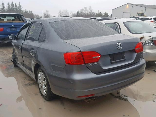 3VW2K7AJ3DM393477 - 2013 VOLKSWAGEN JETTA BASE GRAY photo 3