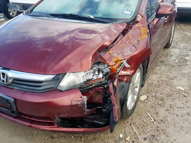 2HGFB2F8XCH514906 - 2012 HONDA CIVIC EX MAROON photo 9