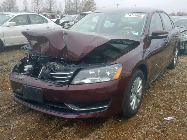 1VWAT7A35EC098944 - 2014 VOLKSWAGEN PASSAT S RED photo 2