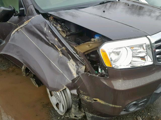 5FNYF3H25EB012114 - 2014 HONDA PILOT LX BROWN photo 9