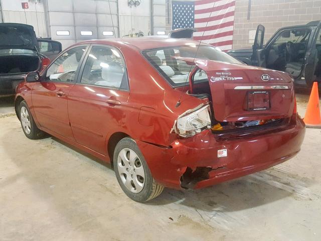 KNAFE222595621933 - 2009 KIA SPECTRA EX MAROON photo 3