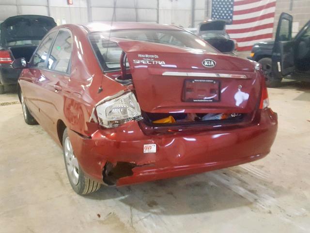 KNAFE222595621933 - 2009 KIA SPECTRA EX MAROON photo 9