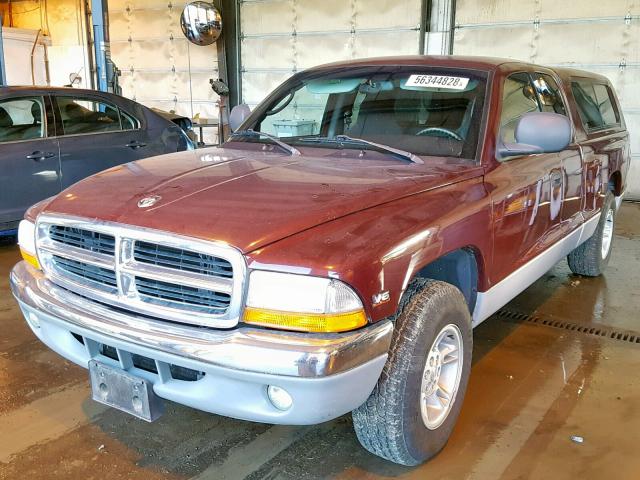 1B7GL22X0YS553646 - 2000 DODGE DAKOTA RED photo 2