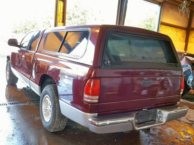 1B7GL22X0YS553646 - 2000 DODGE DAKOTA RED photo 3