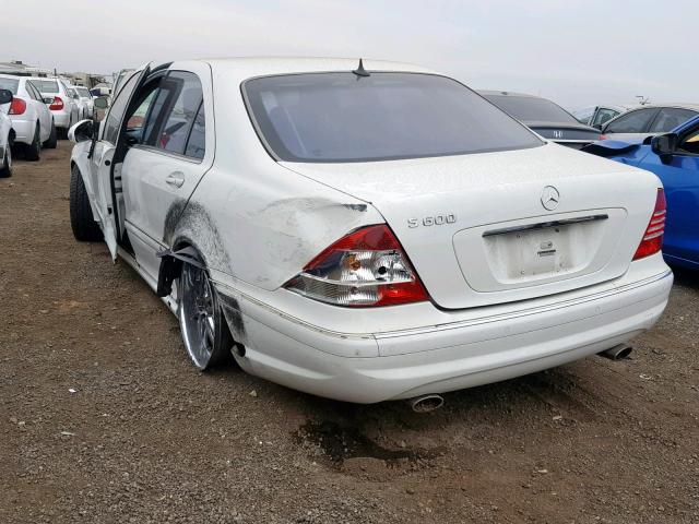 WDBNG76JX5A459188 - 2005 MERCEDES-BENZ S 600 WHITE photo 3