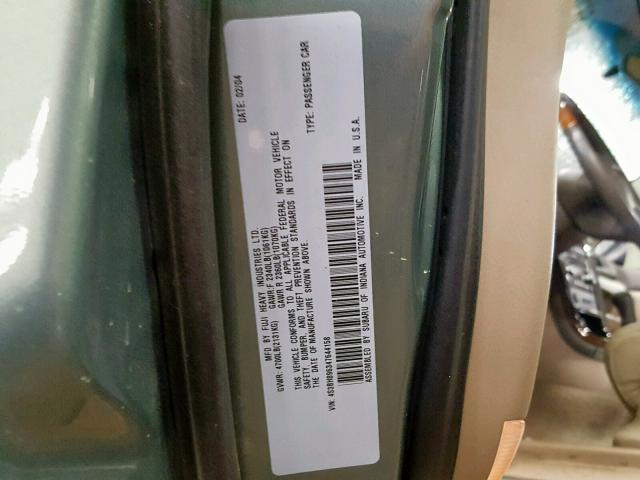 4S3BH896347644158 - 2004 SUBARU LEGACY OUT GREEN photo 10