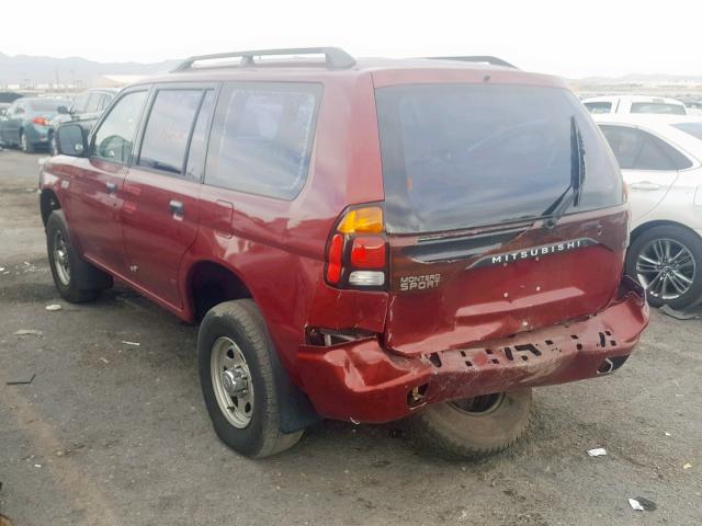 JA4LS21HX3J030834 - 2003 MITSUBISHI MONTERO SP RED photo 3