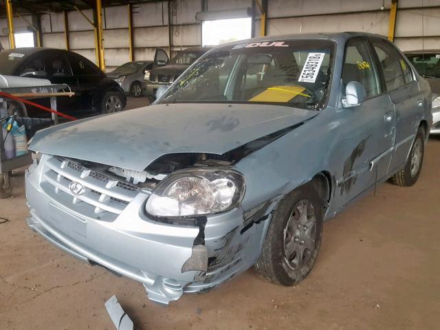 KMHCG45C55U628165 - 2005 HYUNDAI ACCENT GL SILVER photo 2