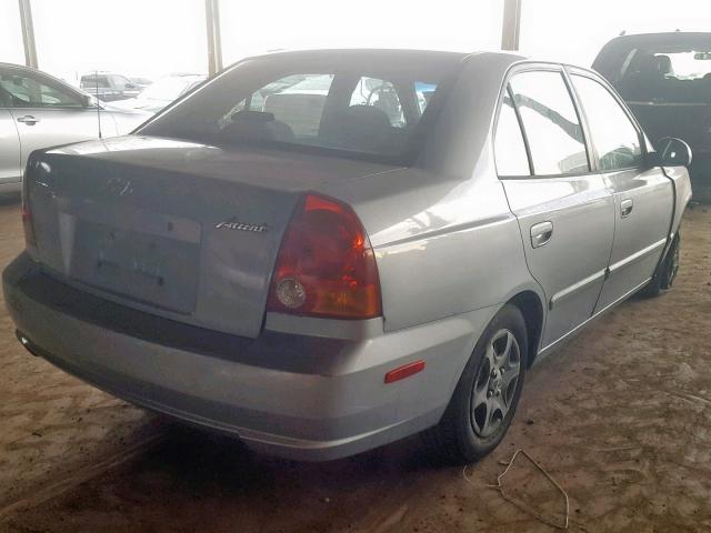 KMHCG45C55U628165 - 2005 HYUNDAI ACCENT GL SILVER photo 4