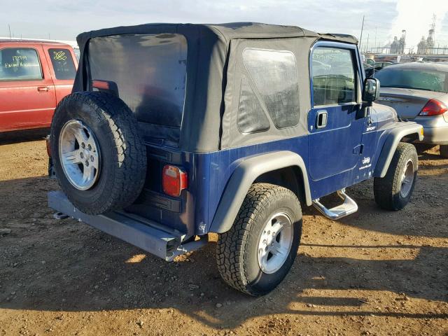 1J4FA49S44P774634 - 2004 JEEP WRANGLER / BLUE photo 4