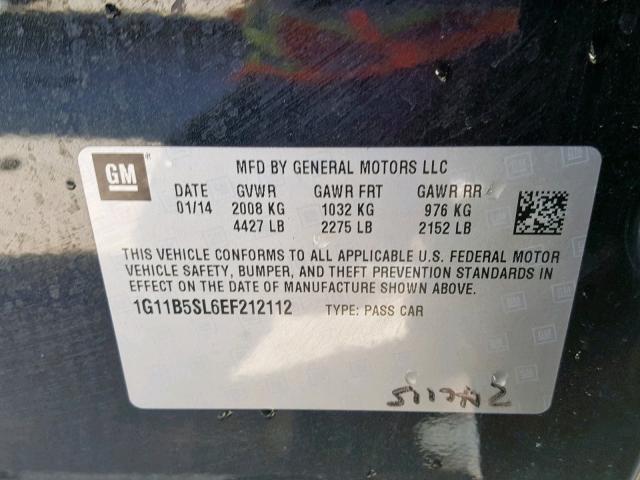 1G11B5SL6EF212112 - 2014 CHEVROLET MALIBU LS Qara foto 10