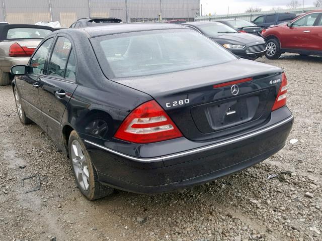 WDBRF92H67F911145 - 2007 MERCEDES-BENZ C 280 4MAT BLACK photo 3