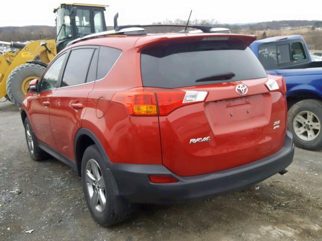 2T3RFREV7FW257336 - 2015 TOYOTA RAV4 XLE RED photo 3