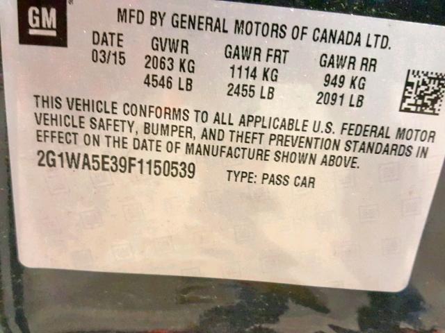 2G1WA5E39F1150539 - 2015 CHEVROLET IMPALA LIM CHARCOAL photo 10