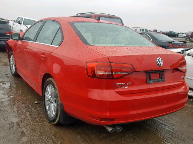 3VWLA7AJ3FM326419 - 2015 VOLKSWAGEN JETTA TDI RED photo 3