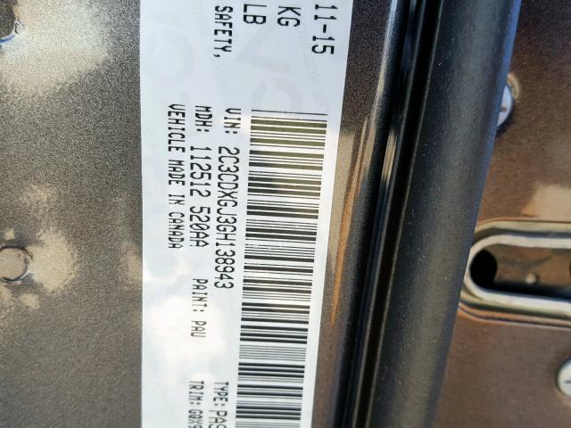 2C3CDXGJ3GH138943 - 2016 DODGE CHARGER R/ GRAY photo 10