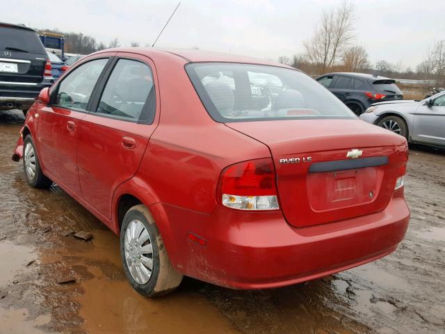 KL1TD52665B461495 - 2005 CHEVROLET AVEO BASE Қызыл фото 3