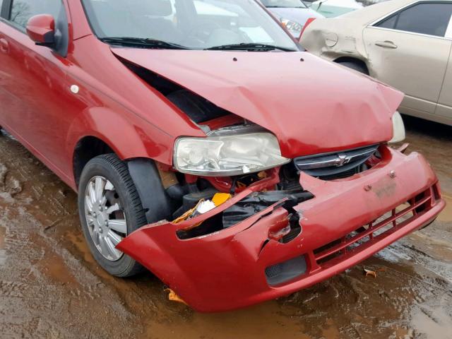 KL1TD52665B461495 - 2005 CHEVROLET AVEO BASE Қызыл фото 9