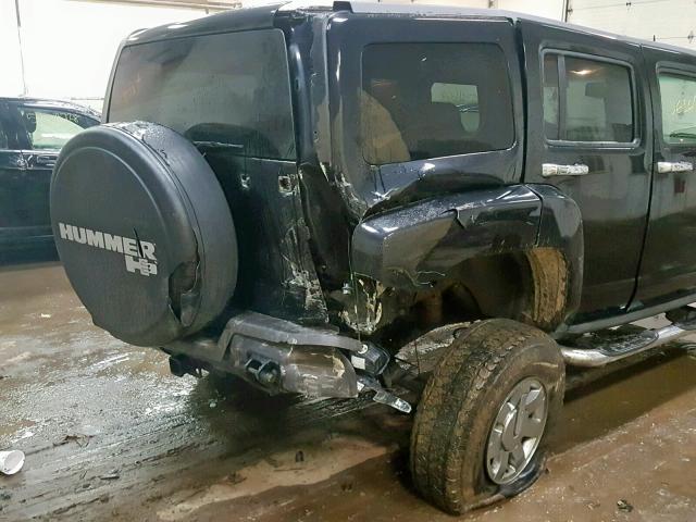 5GTEN13E098144885 - 2009 HUMMER H3 BLACK photo 9