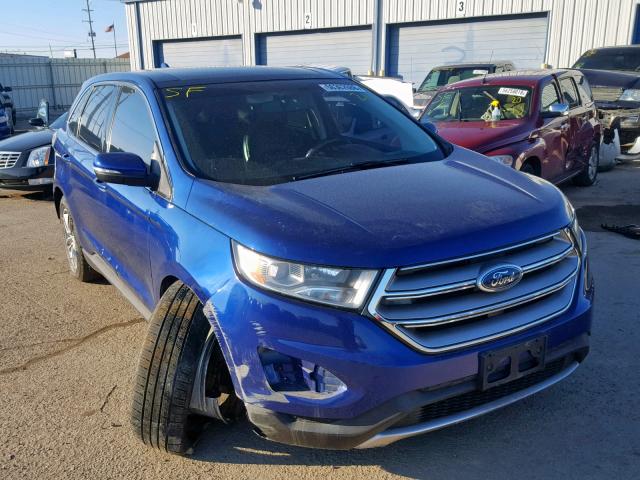 2FMTK4J92FBB71346 - 2015 FORD EDGE SEL BLUE photo 1