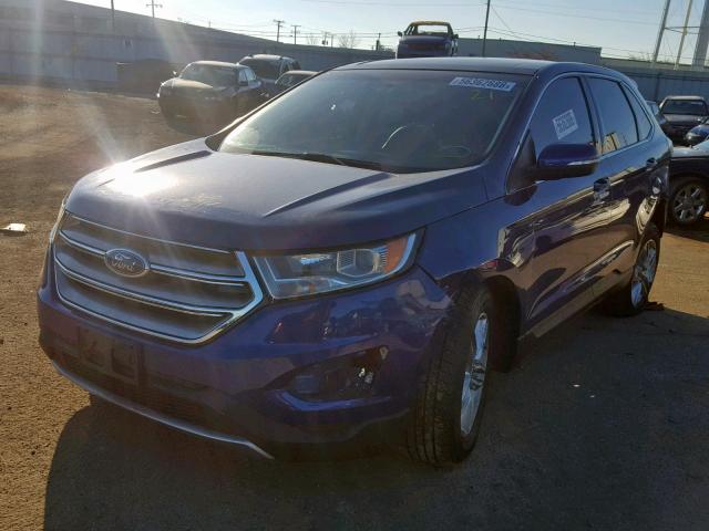 2FMTK4J92FBB71346 - 2015 FORD EDGE SEL BLUE photo 2