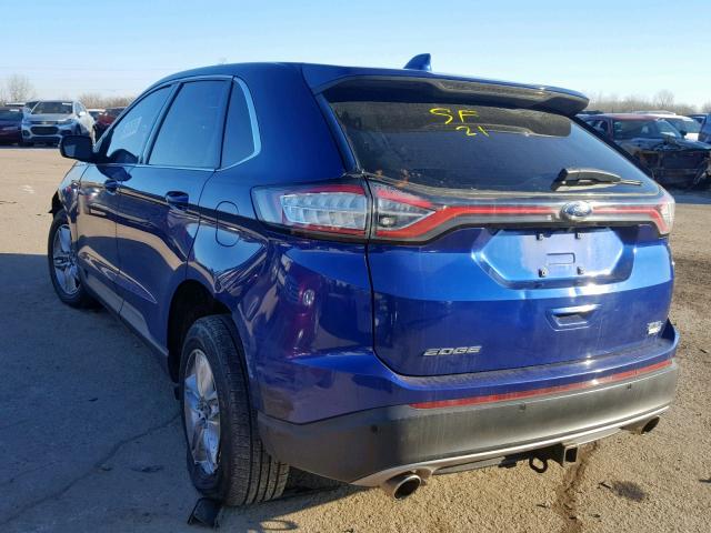 2FMTK4J92FBB71346 - 2015 FORD EDGE SEL BLUE photo 3