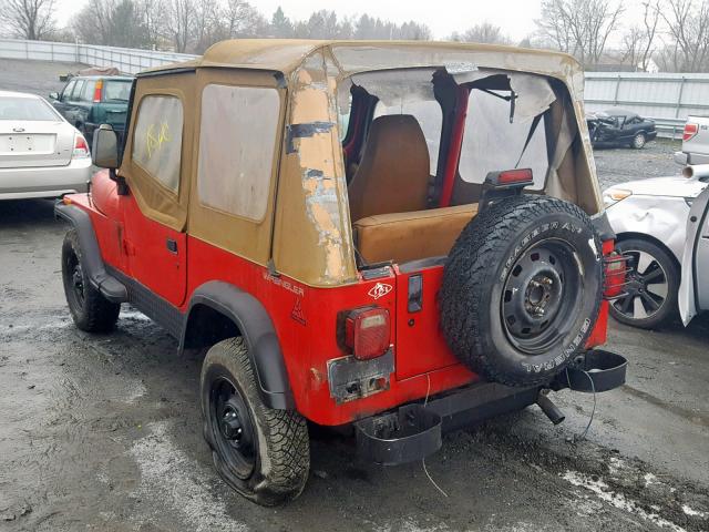 1J4FY19P3RP408452 - 1994 JEEP WRANGLER / RED photo 3