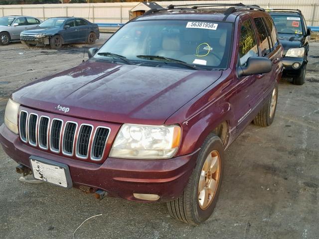 1J4GW58N71C643661 - 2001 JEEP GRAND CHER MAROON photo 2