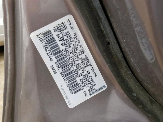 4T1BG12K9TU789105 - 1996 TOYOTA CAMRY DX GRAY photo 10