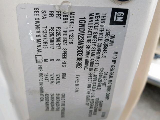 1GNDV23W88D208962 - 2008 CHEVROLET UPLANDER L Qızıl foto 10