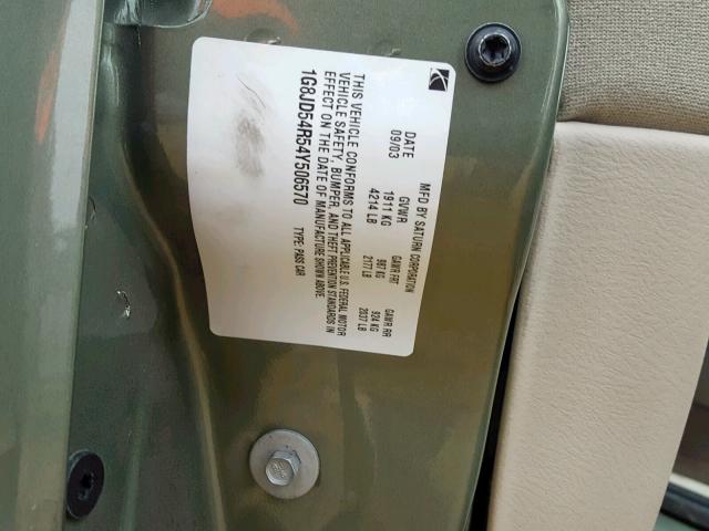 1G8JD54R54Y506570 - 2004 SATURN L300 LEVEL GREEN photo 10