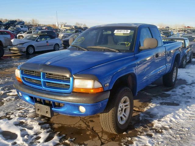 1B7GG22N7YS518539 - 2000 DODGE DAKOTA BLUE photo 2