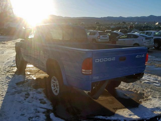 1B7GG22N7YS518539 - 2000 DODGE DAKOTA BLUE photo 3