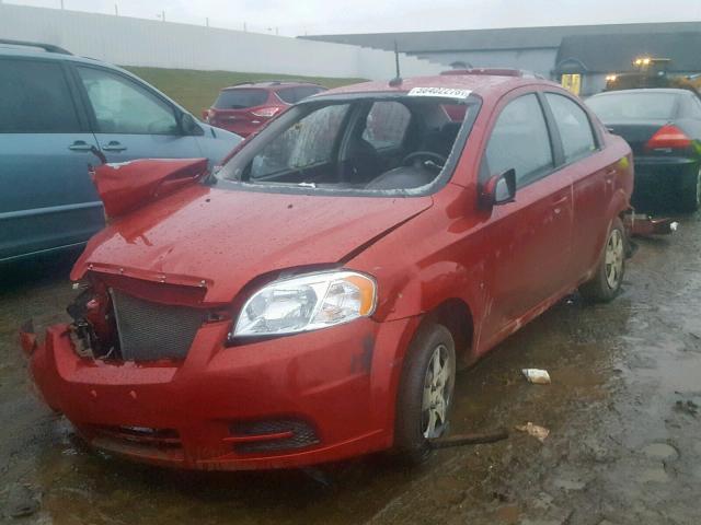 KL1TD56E29B635375 - 2009 CHEVROLET AVEO LS RED photo 2