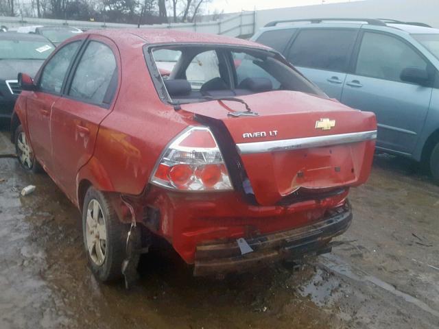 KL1TD56E29B635375 - 2009 CHEVROLET AVEO LS RED photo 3