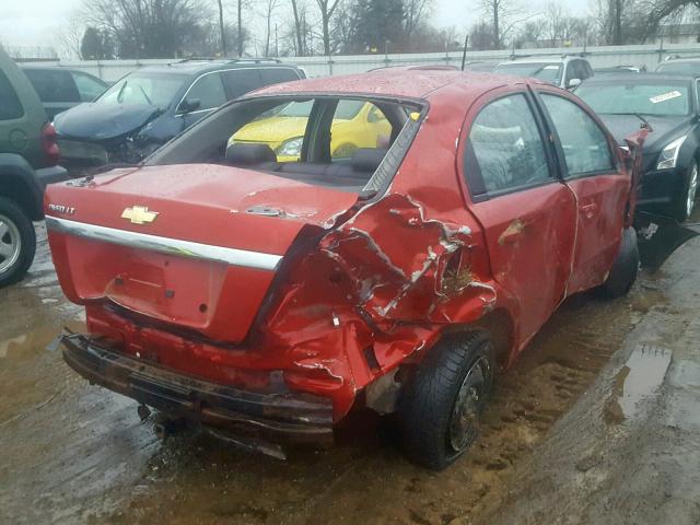 KL1TD56E29B635375 - 2009 CHEVROLET AVEO LS RED photo 4