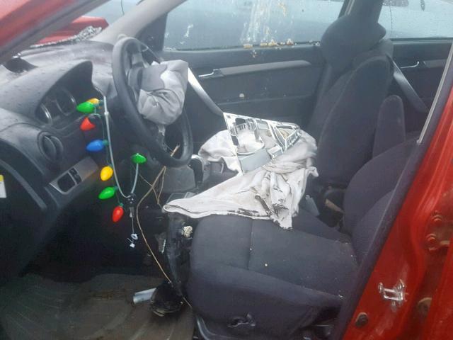 KL1TD56E29B635375 - 2009 CHEVROLET AVEO LS RED photo 5