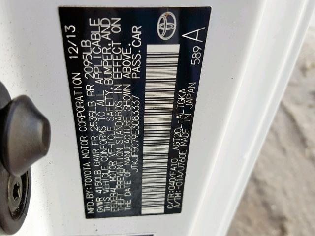 JTKJF5C79E3083337 - 2014 TOYOTA SCION TC Ağ foto 10