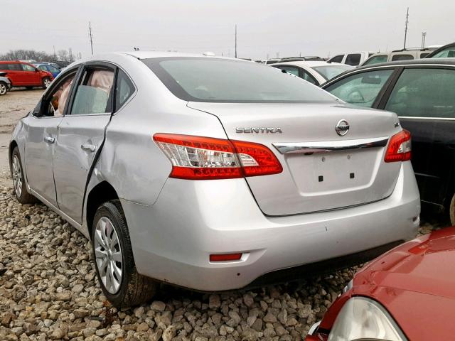 3N1AB7AP5FL647527 - 2015 NISSAN SENTRA S SILVER photo 3