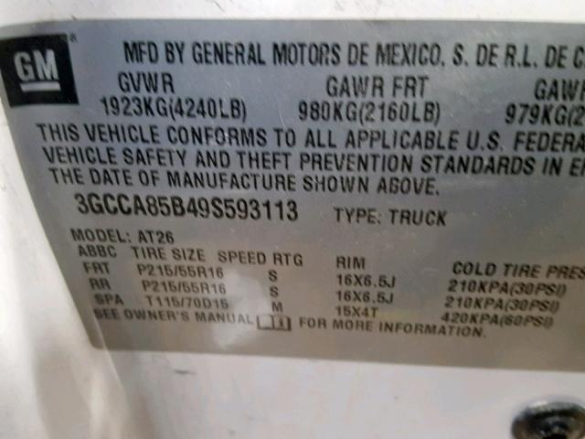 3GCCA85B49S593113 - 2009 CHEVROLET HHR PANEL TWO TONE photo 10