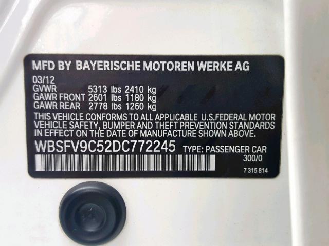 WBSFV9C52DC772245 - 2013 BMW M5 WHITE photo 10