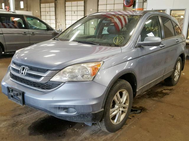 5J6RE4H77AL045643 - 2010 HONDA CR-V EXL BLUE photo 2