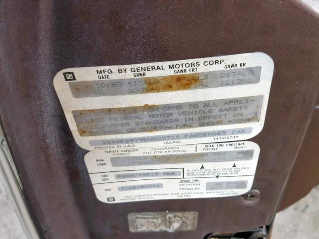 1G4AP69Y9EH825714 - 1984 BUICK LESABRE LI BROWN photo 10