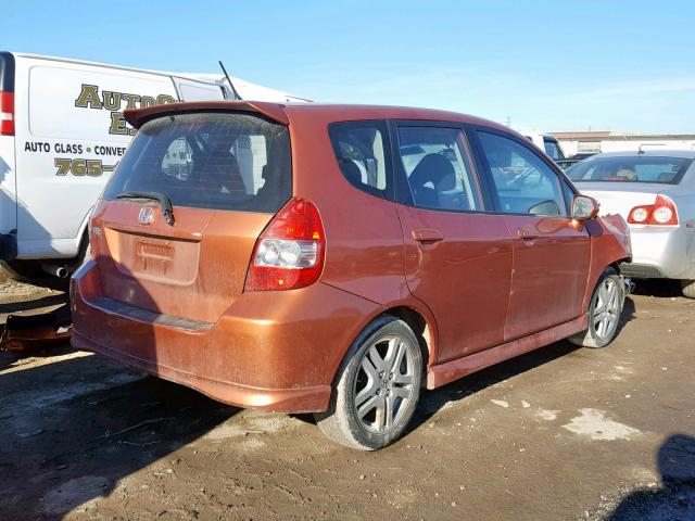 JHMGD38658S045415 - 2008 HONDA FIT SPORT ORANGE photo 4